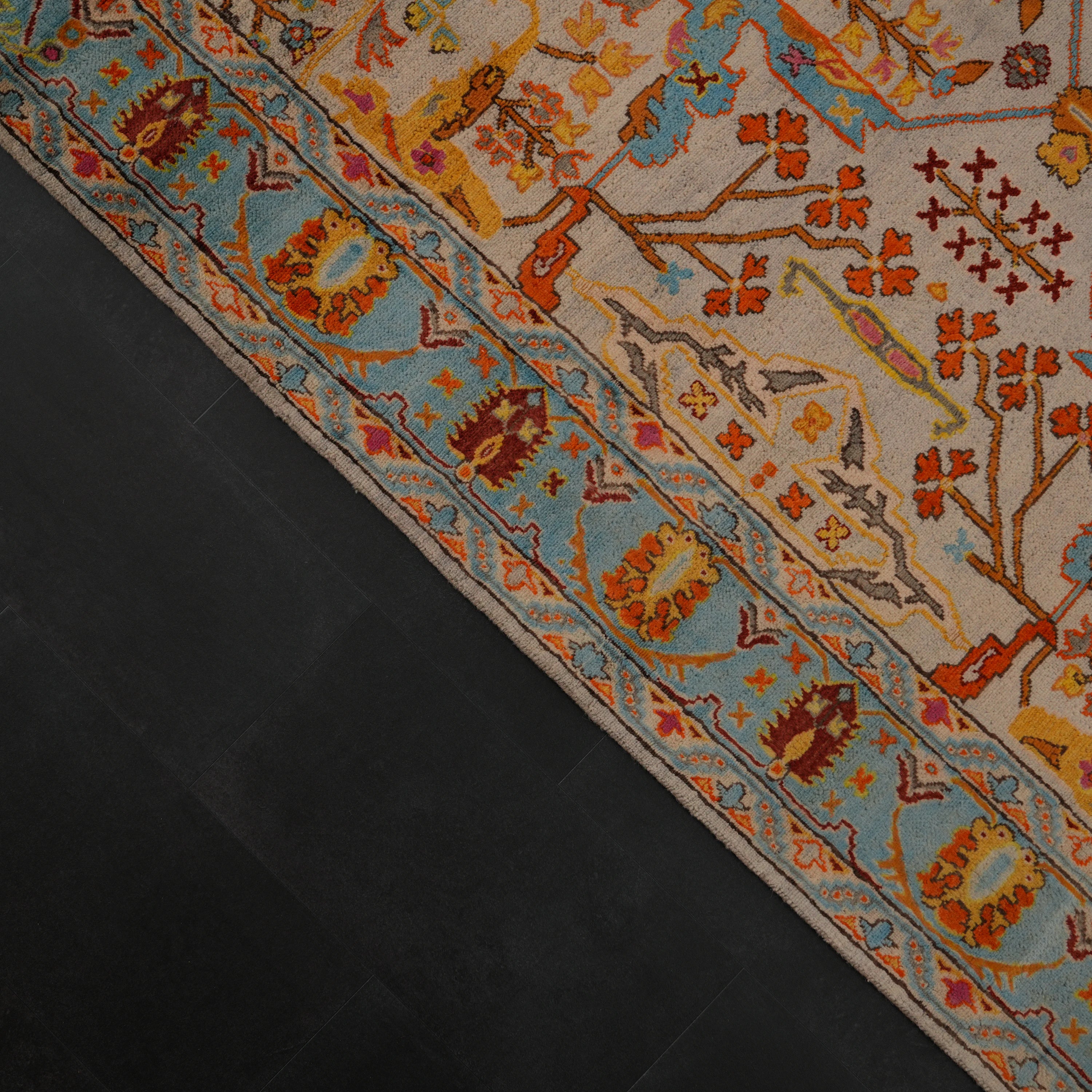 Şahzade Serisi El Dokuma Uşak Desenli Yün Turkuaz Halı