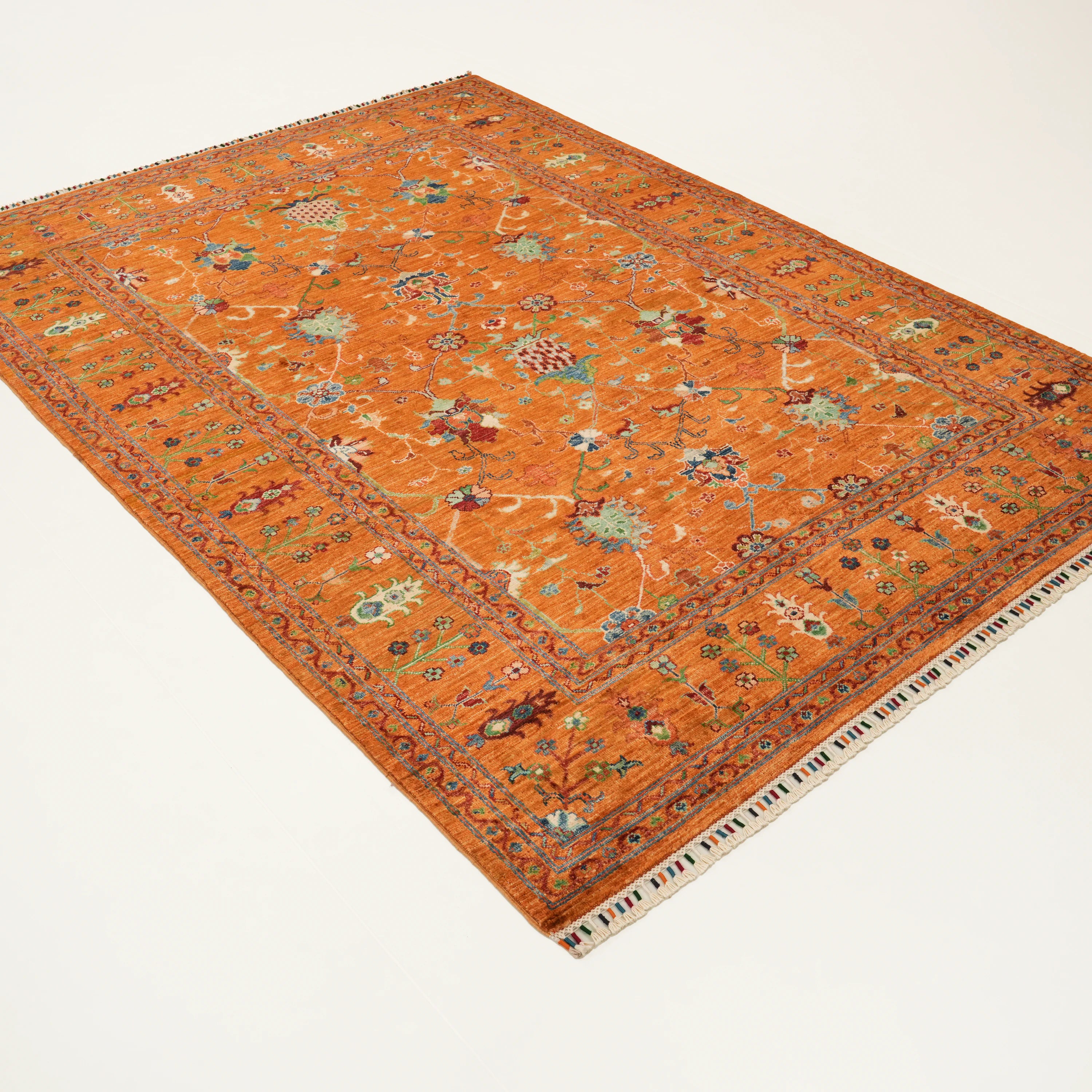 Şahzade Series Handwoven Uşak Patterned Wool Orange Rug