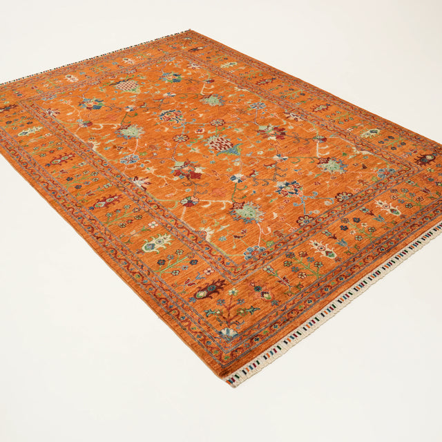 Şahzade Serisi El Dokuma Uşak Desenli Yün Turuncu Halı, 178x245 cm — Halıcızade