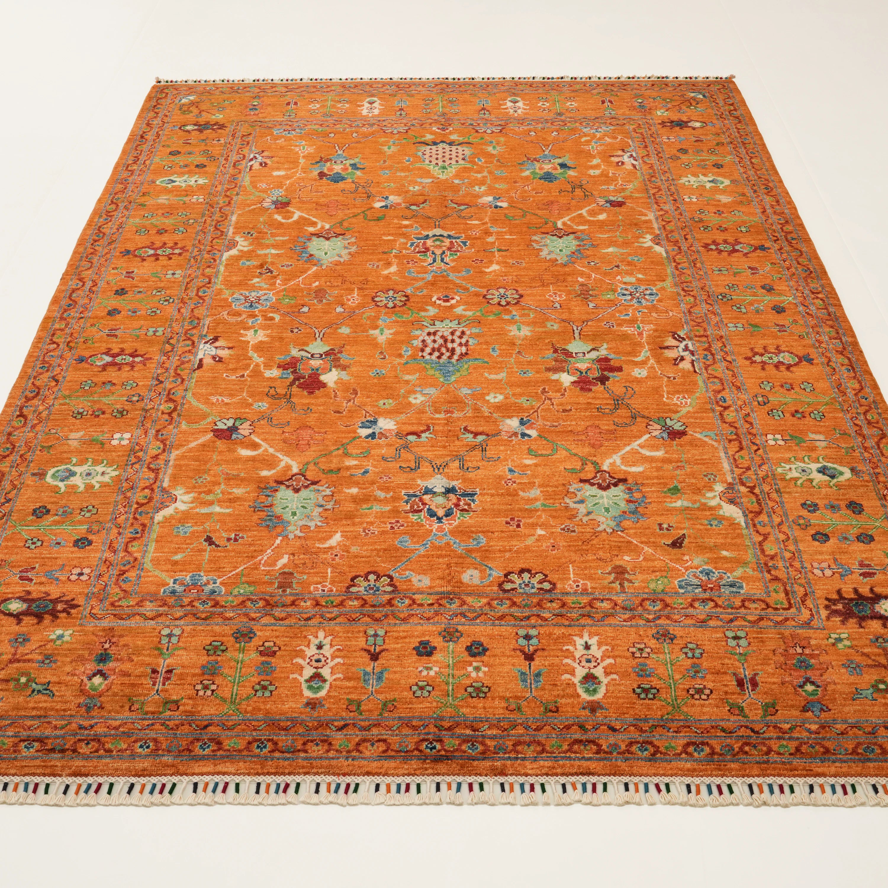 Şahzade Series Handwoven Uşak Patterned Wool Orange Rug