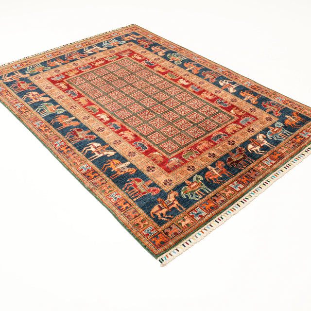 Şahzade Serisi El Dokuma Yün Pazırık Desenli Rengarenk Halı, 149×208 cm Halıcızade