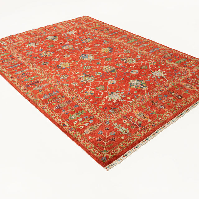 Orange Oushak-Pattern Handwoven Wool Rug, Şahzade Series, 213×293 cm Halıcızade