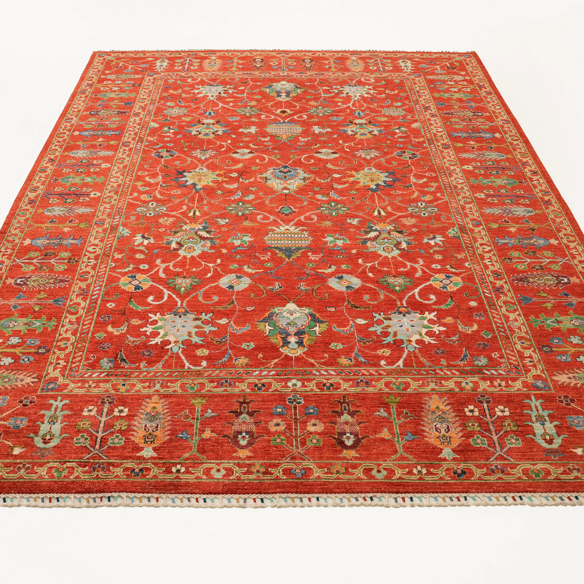 Orange Oushak-Pattern Handwoven Wool Rug, Şahzade Series
