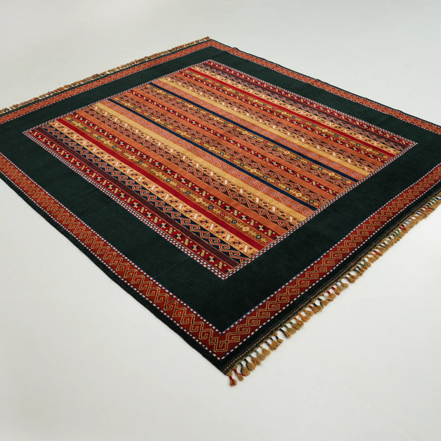 Anadolu Şal Serisi Sivas Zara Desenli El Dokuma Rengarenk Yün Kare Halı, 250x270 cm — Halıcızade