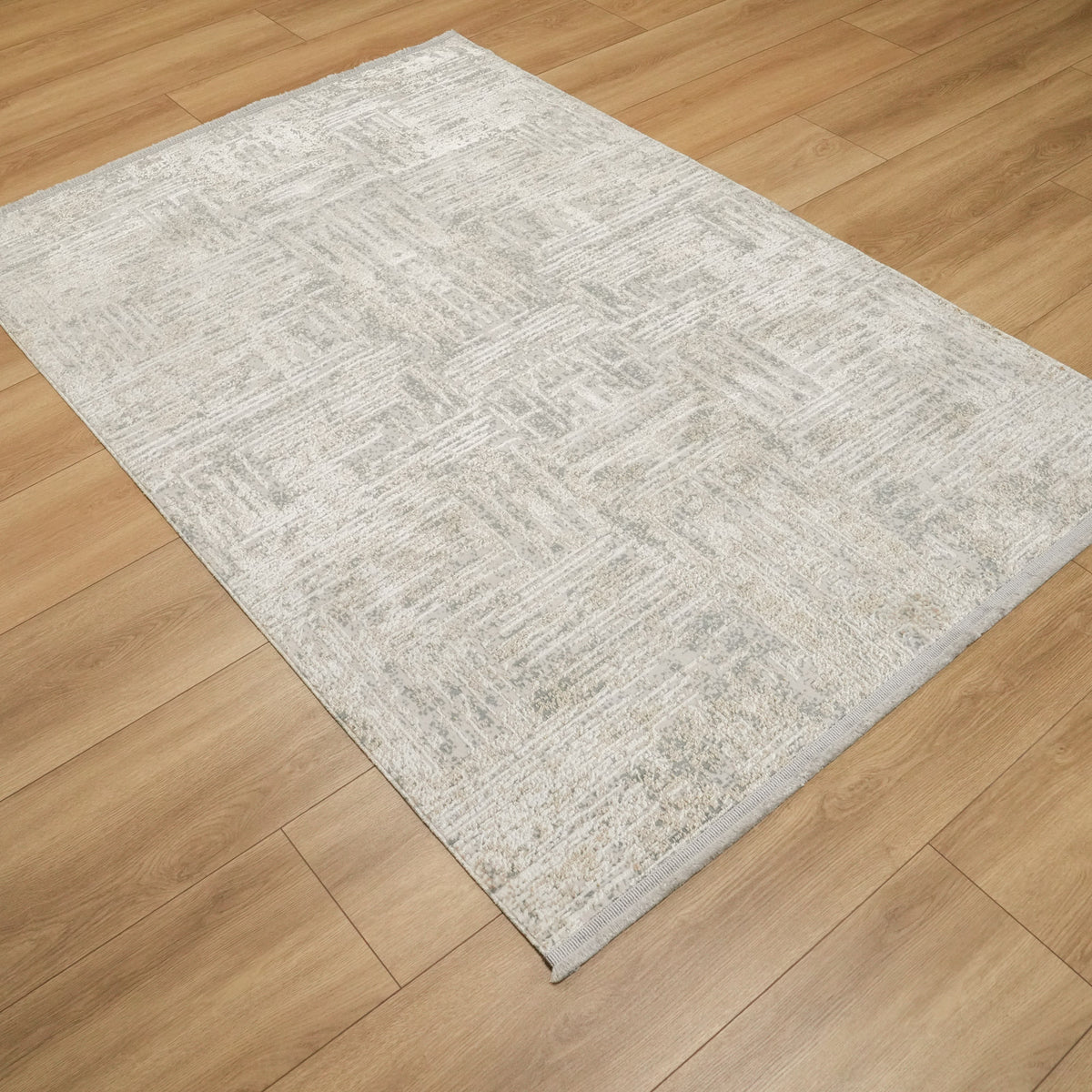 Sateen Serisi Soyut Desenli Krem Halı, 80x150 – 80x300 cm — Halıcızade