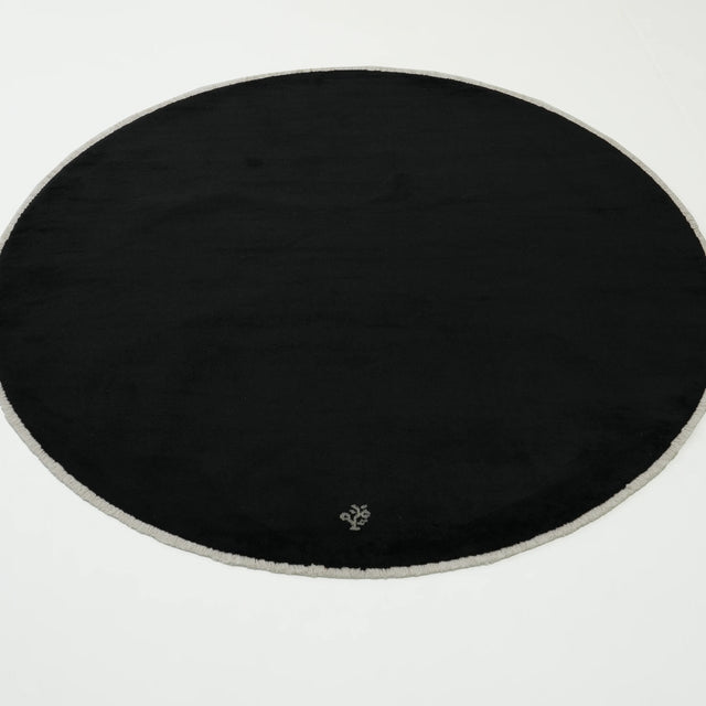 Sekoya Serisi Sade Desenli Siyah Tezgah Dokuma Yuvarlak Halı, 120x120 – 200x200 cm — Halıcızade