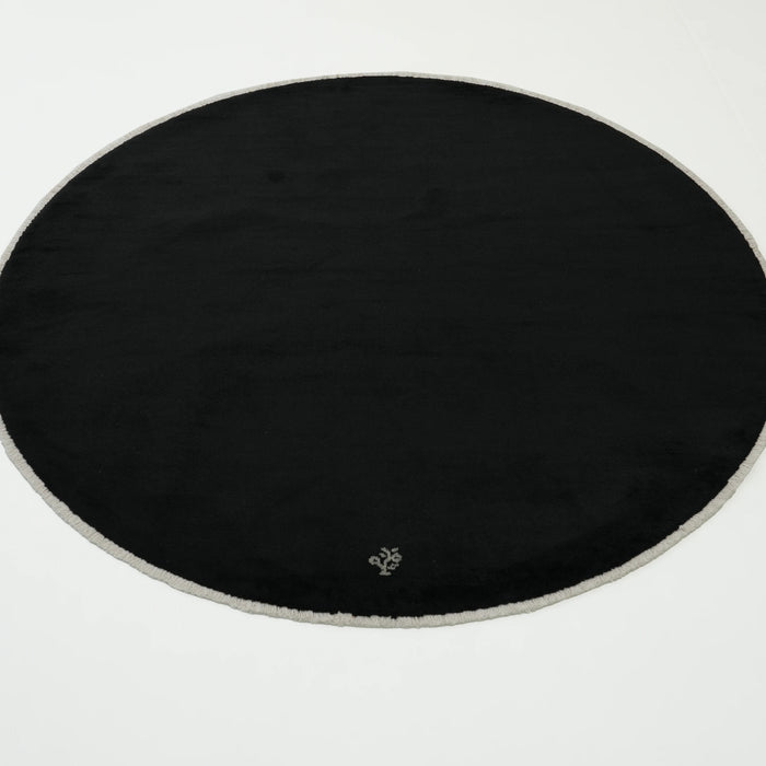 Sekoya Serisi Sade Desenli Siyah Tezgah Dokuma Yuvarlak Halı, 120x120 – 200x200 cm — Halıcızade