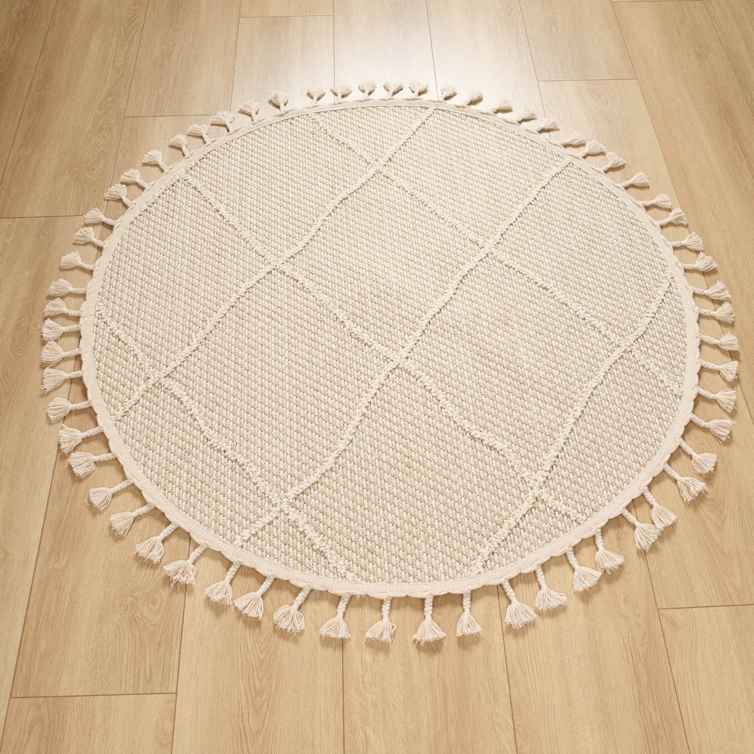 Soho Serisi İskandinav Desenli Makine Dokuma Halı, krem, 120x120 – 160x160 cm — Halıcızade