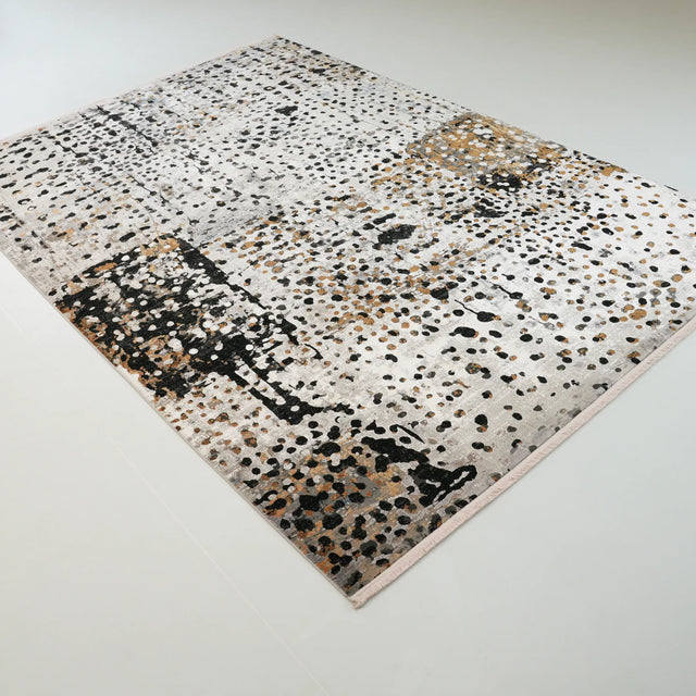 Anthracite Speckled Abstract Machine-Woven Viscose Rug, 200×290 cm Halıcızade
