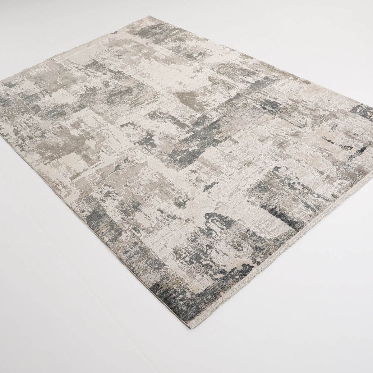 Soyut Desenli Gri Viskon Halı, 160x230 cm — Halıcızade