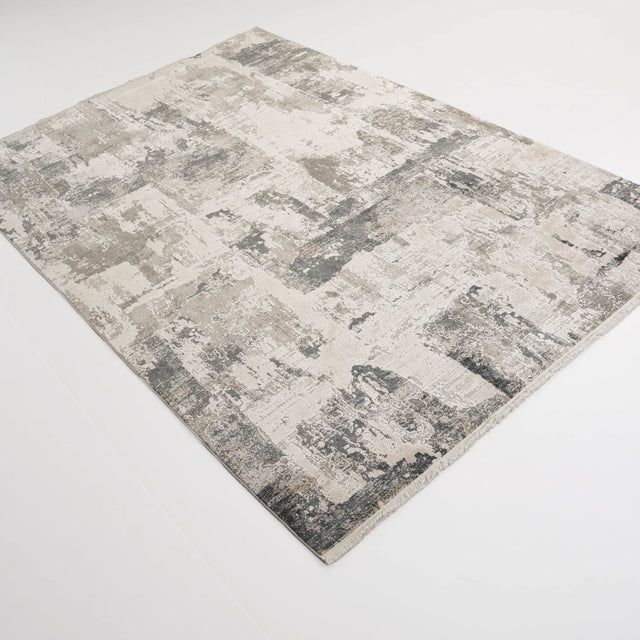 Gray Abstract Block Machine-Woven Viscose Rug, 160×230 cm Halıcızade