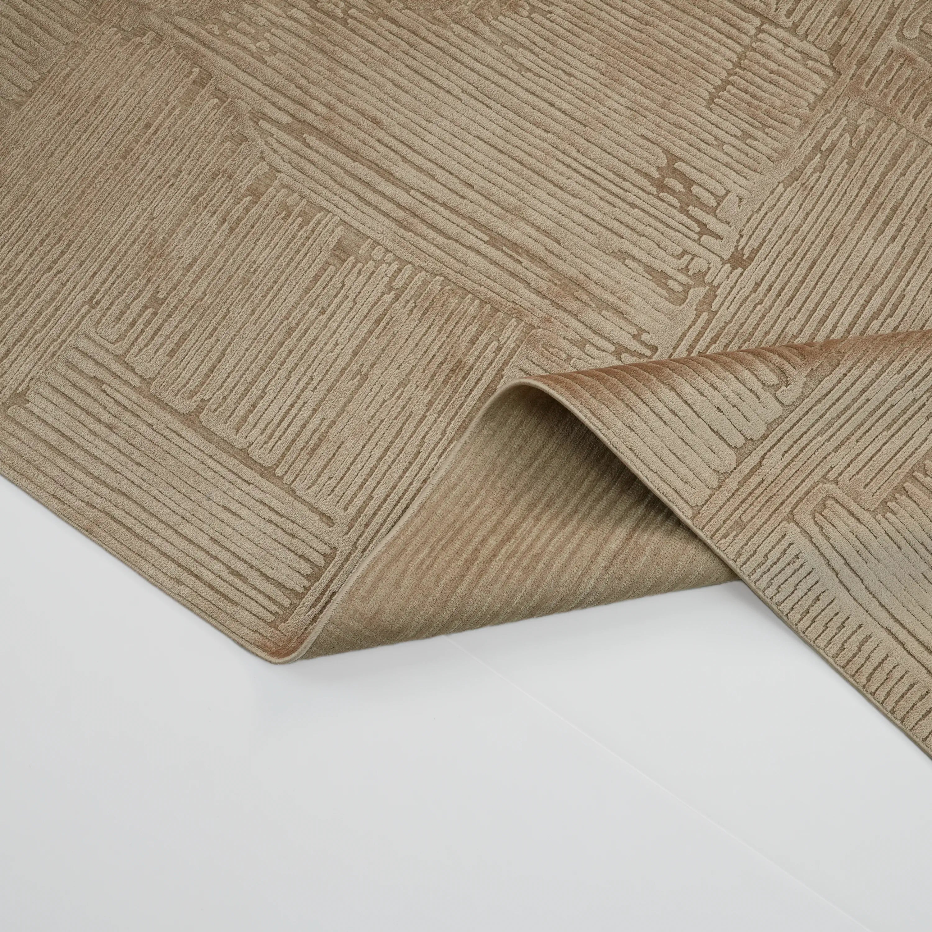 Abstract Patterned Beige Viscose Rug