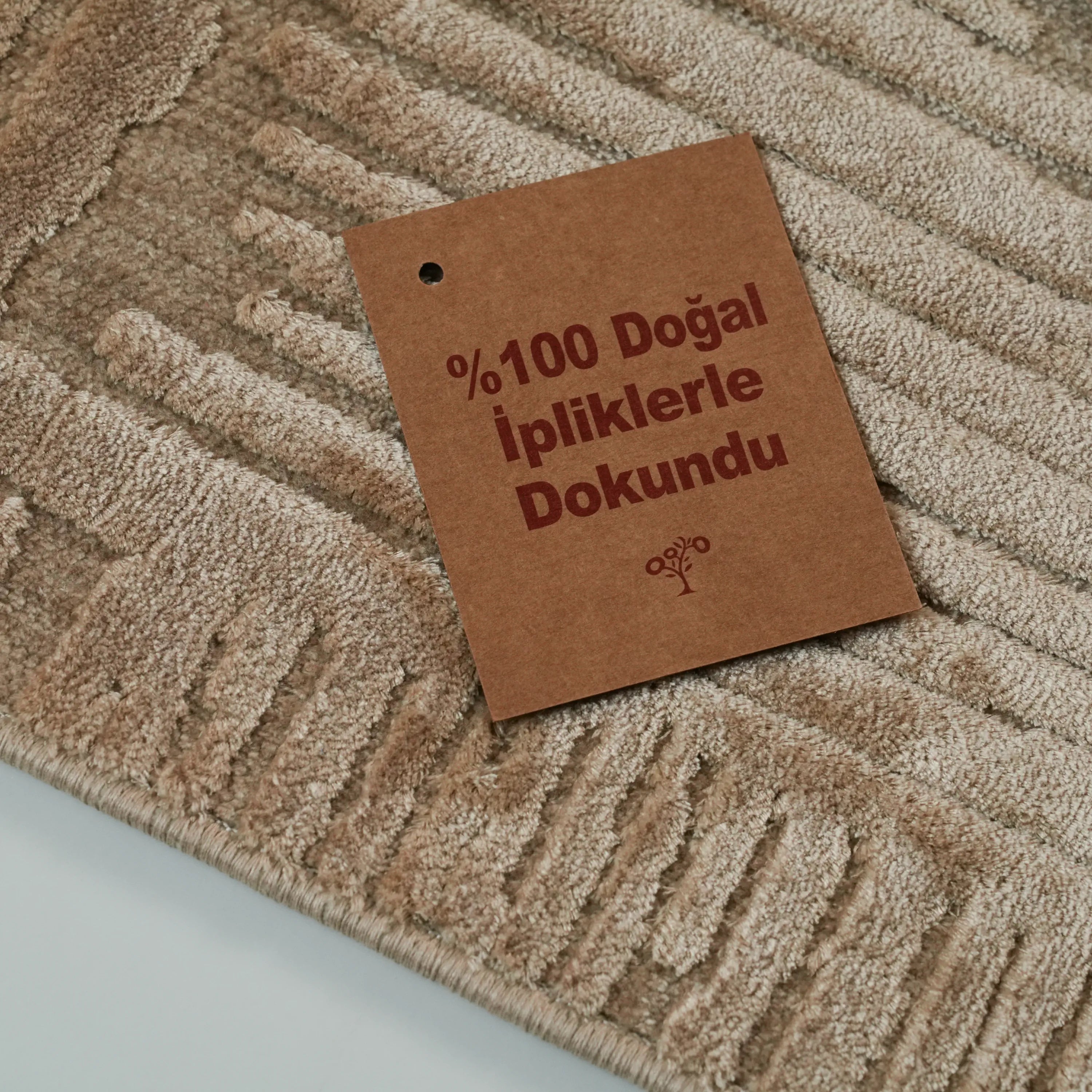 Abstract Patterned Beige Viscose Rug