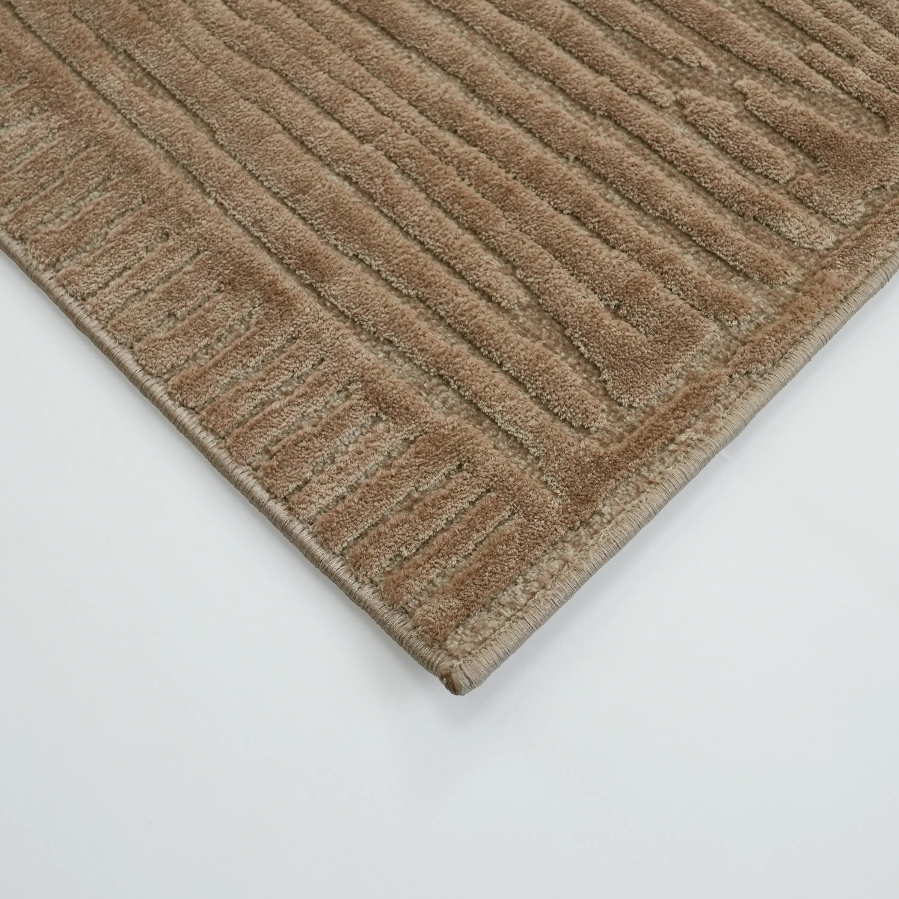 Abstract Patterned Beige Viscose Rug