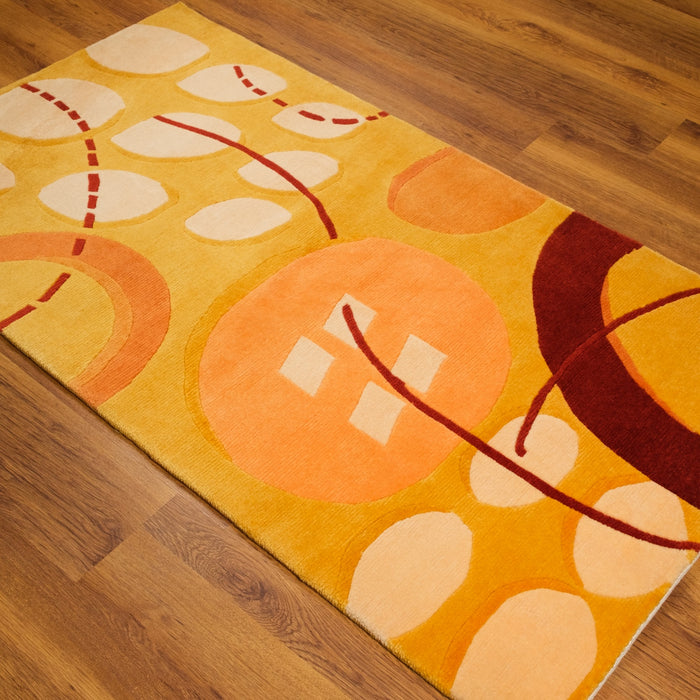 Orange Abstract Hand-Knotted Wool Rug, Orange, 90x160 cm — Halıcızade