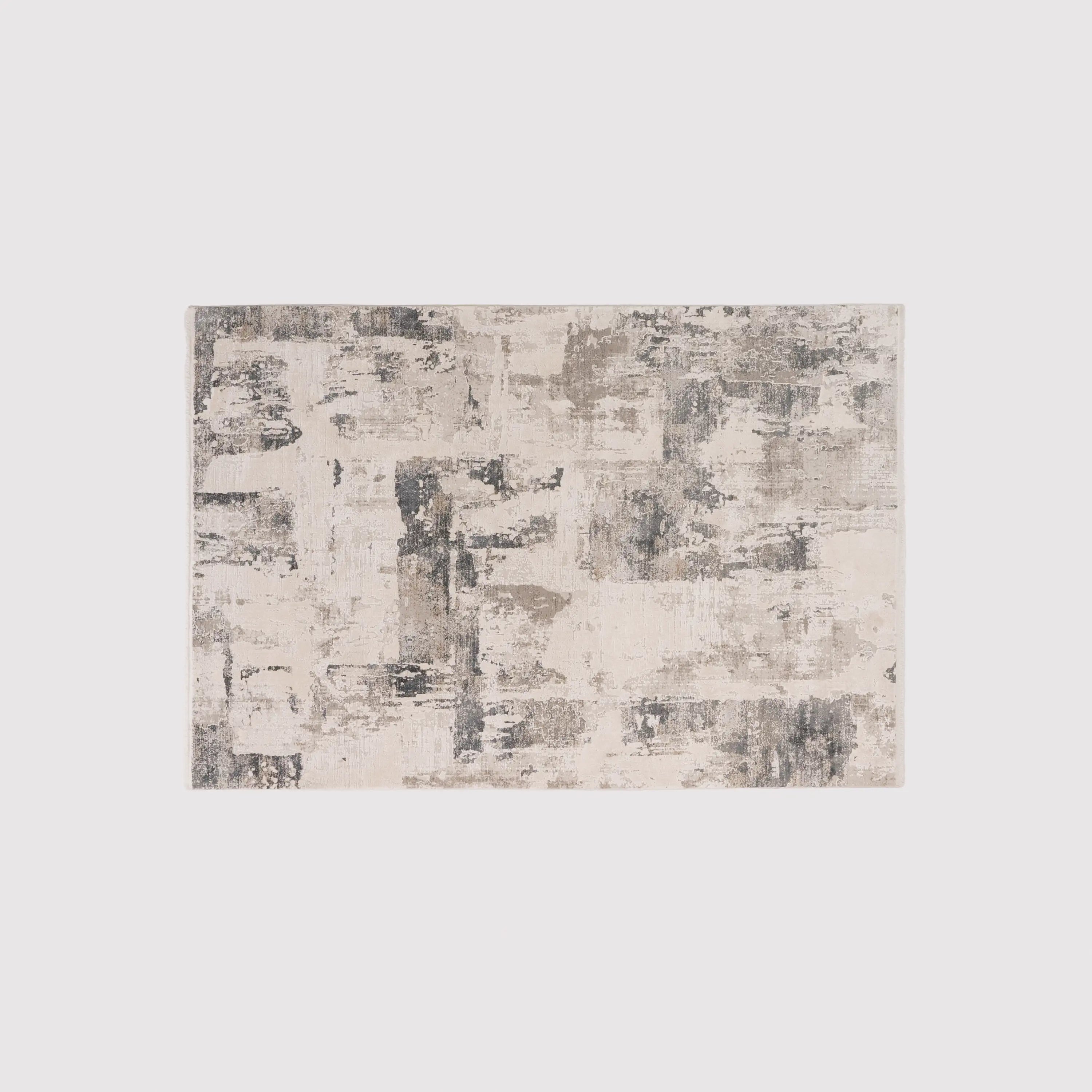 Soyut Desenli Gri Viskon Halı