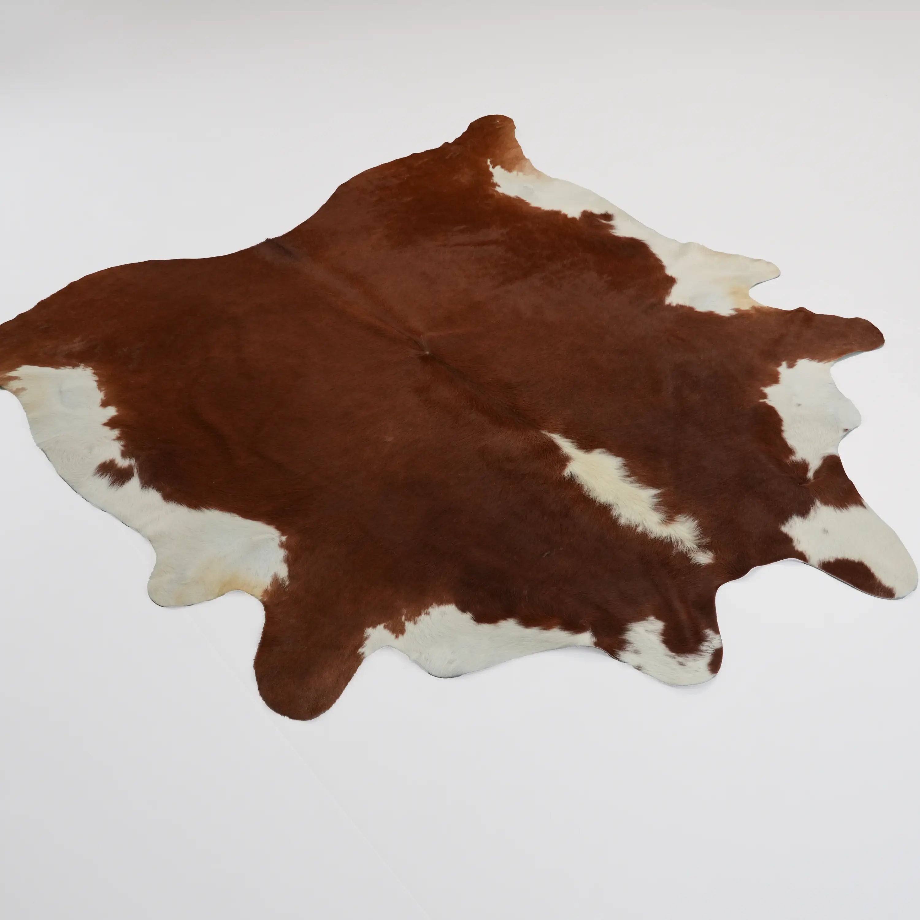 Abstract Patterned Brown Modern Leather Rug