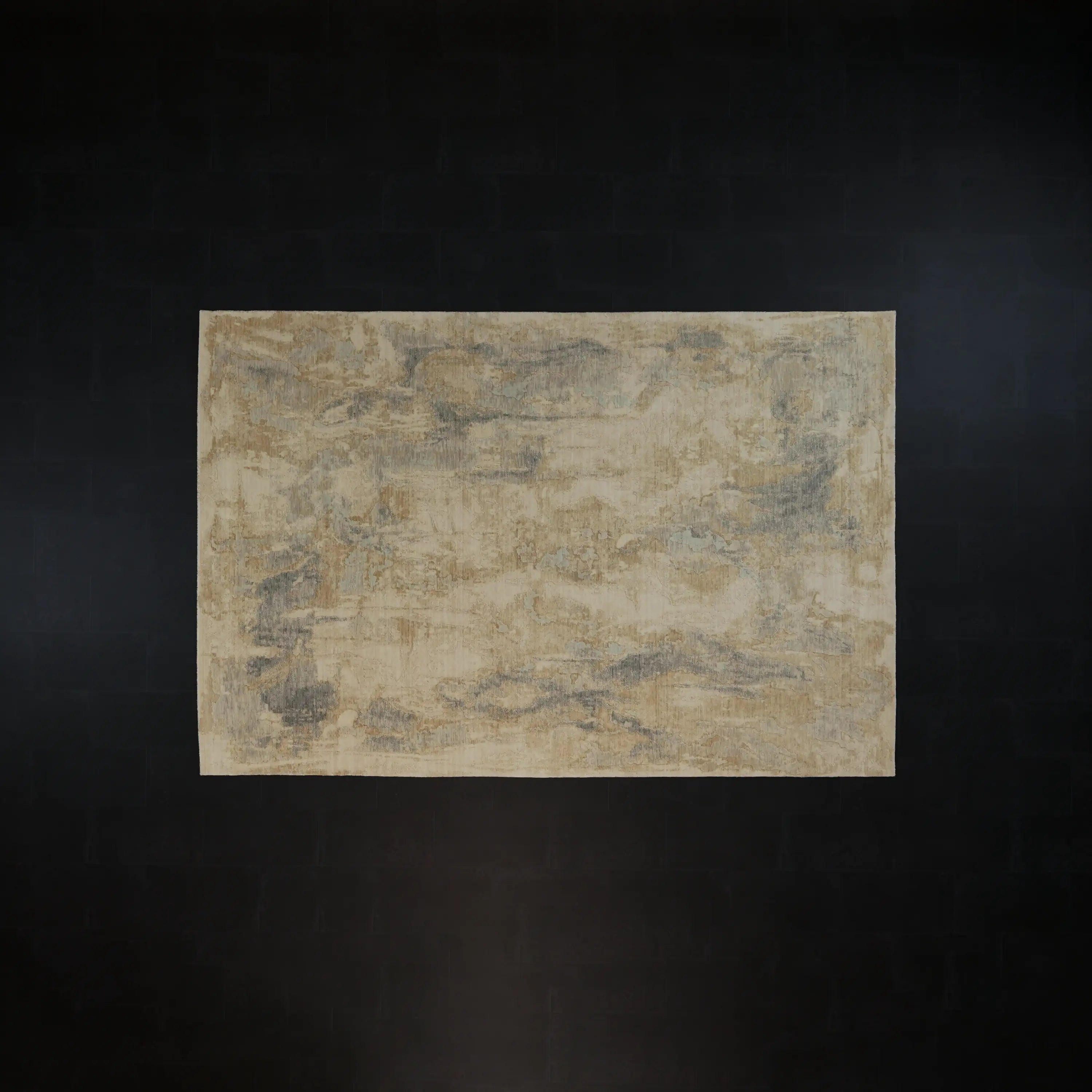 Soyut Desenli Krem Modern Yün Tezgah Dokuma Halı