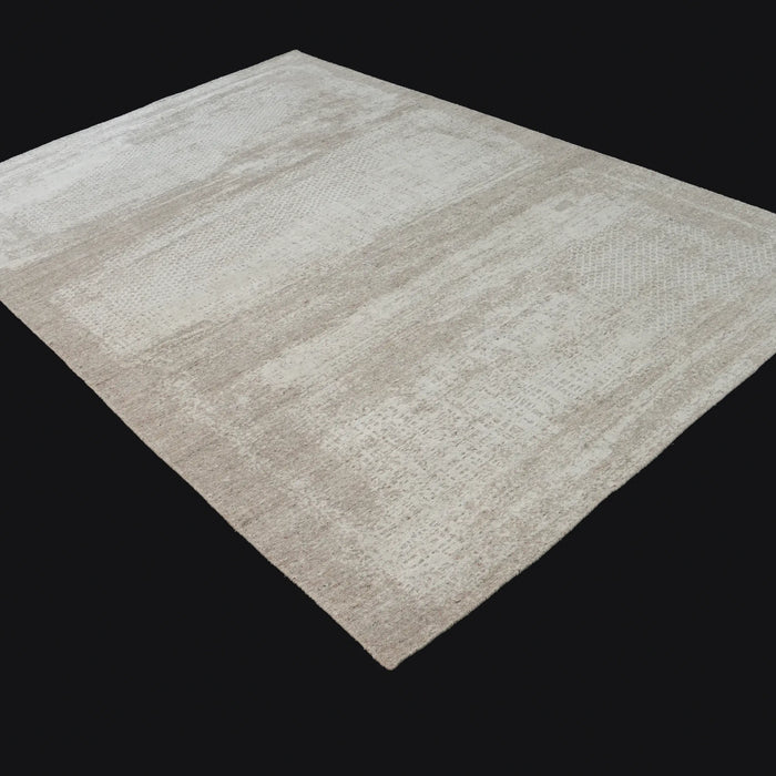 Soyut Desenli Krem Yün/Viskon Tezgah Dokuma Halı, 200x300 – 250x350 cm — Halıcızade