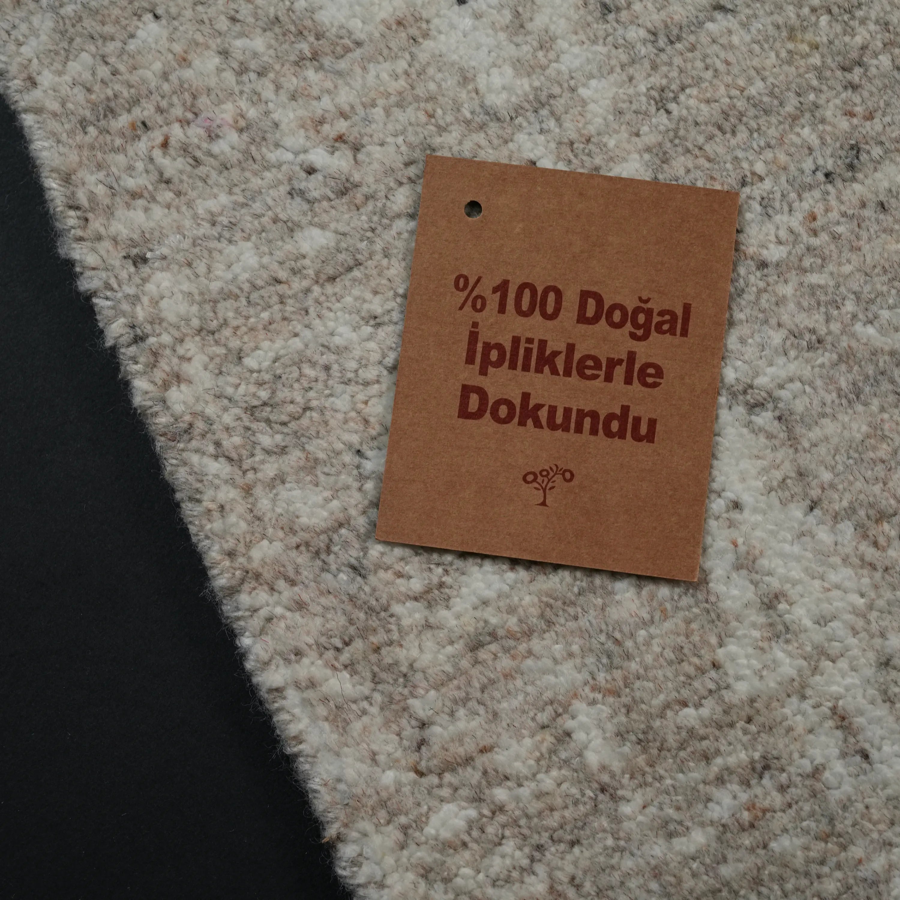 Abstract Patterned Cream Wool/Viscose Loom-Woven Rug