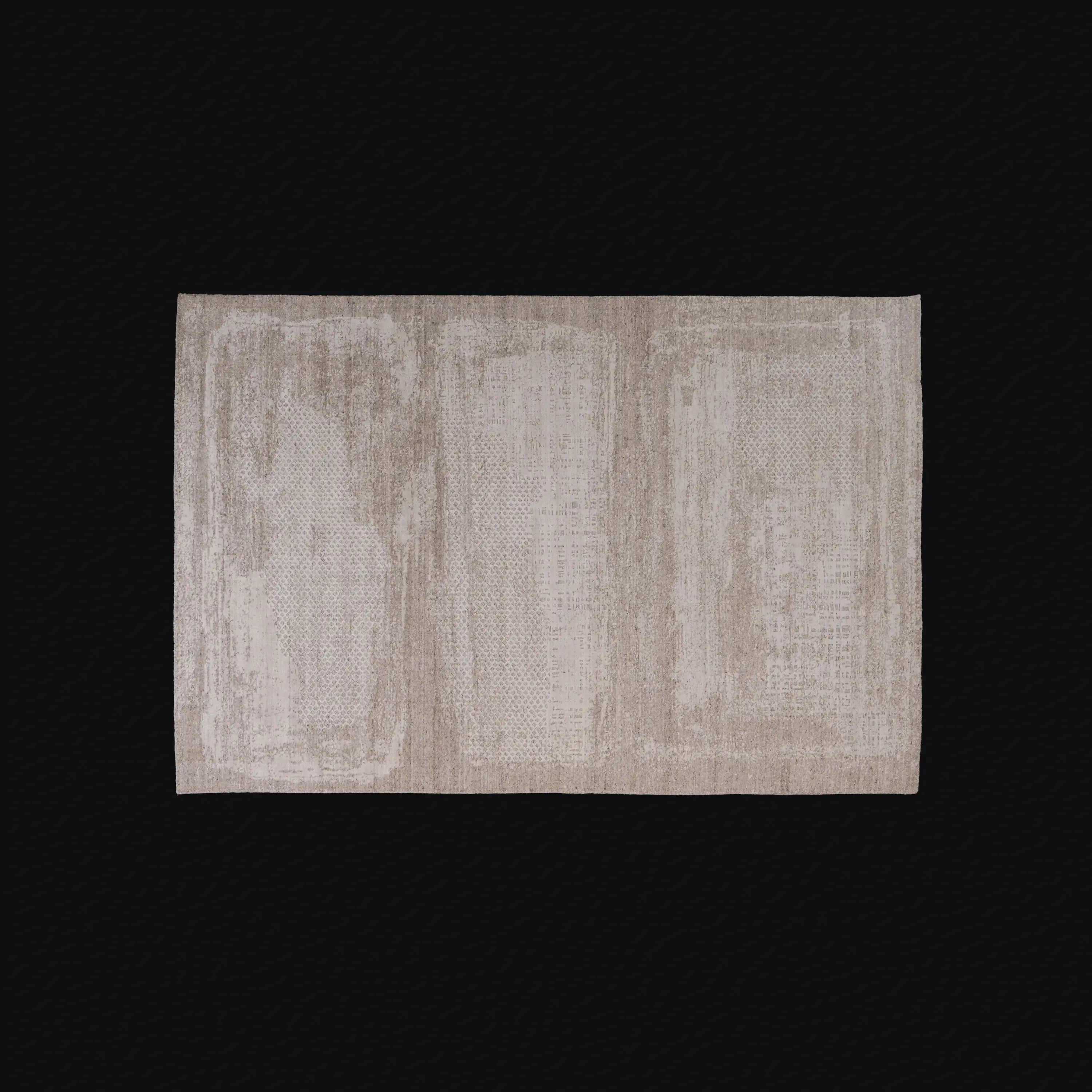 Abstract Patterned Cream Wool/Viscose Loom-Woven Rug