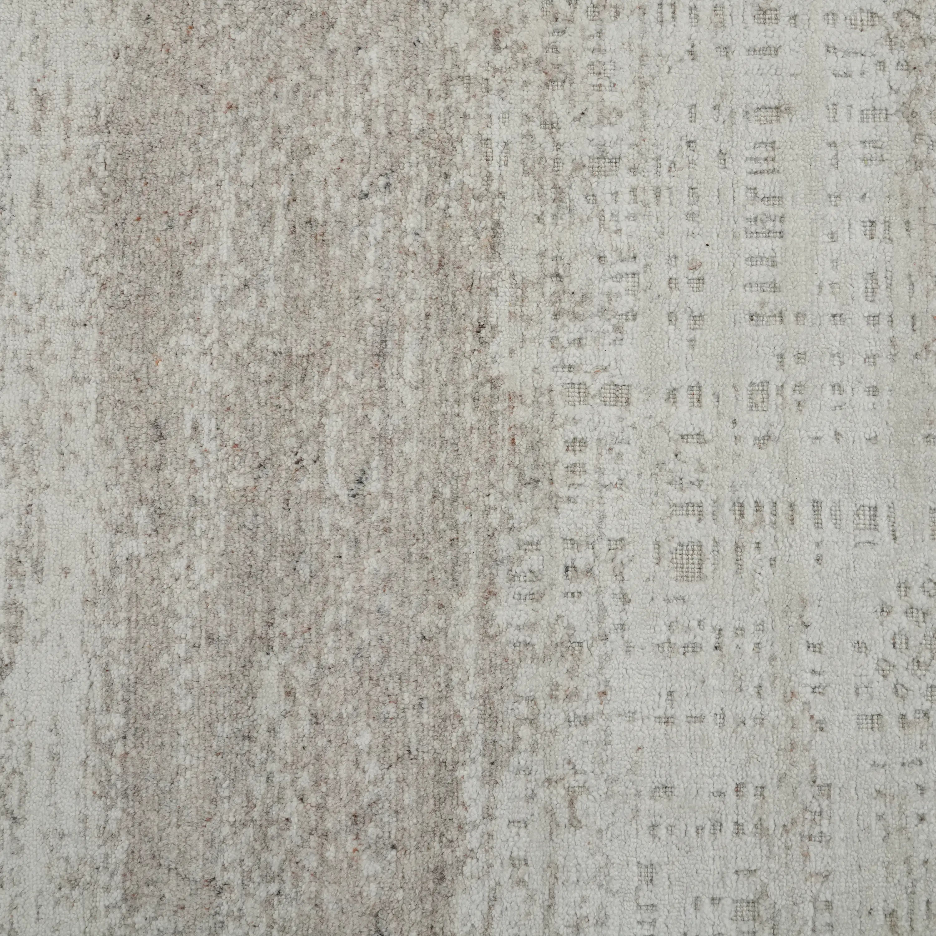 Abstract Patterned Cream Wool/Viscose Loom-Woven Rug