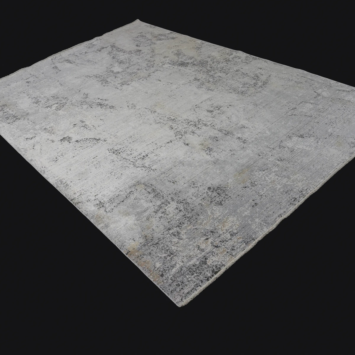 Soyut Desenli Gri Viskon Modern Halı, 200x300 – 240x340 cm — Halıcızade