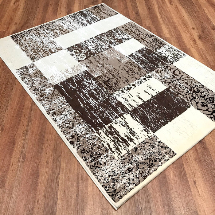Soyut Desenli Makine Dokuma Halı, kahverengi, 80x150 – 140x200 cm — Halıcızade