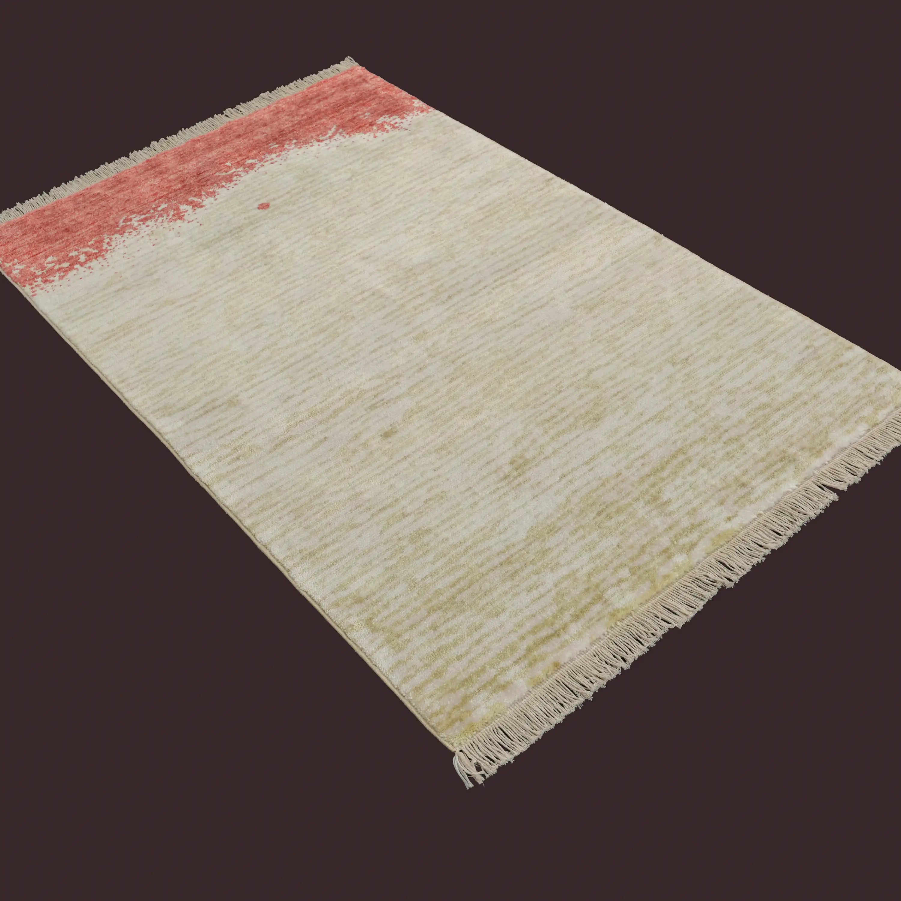 Soyut Desenli Tencel Yeşil Tezgah Dokuma Seccade Halı