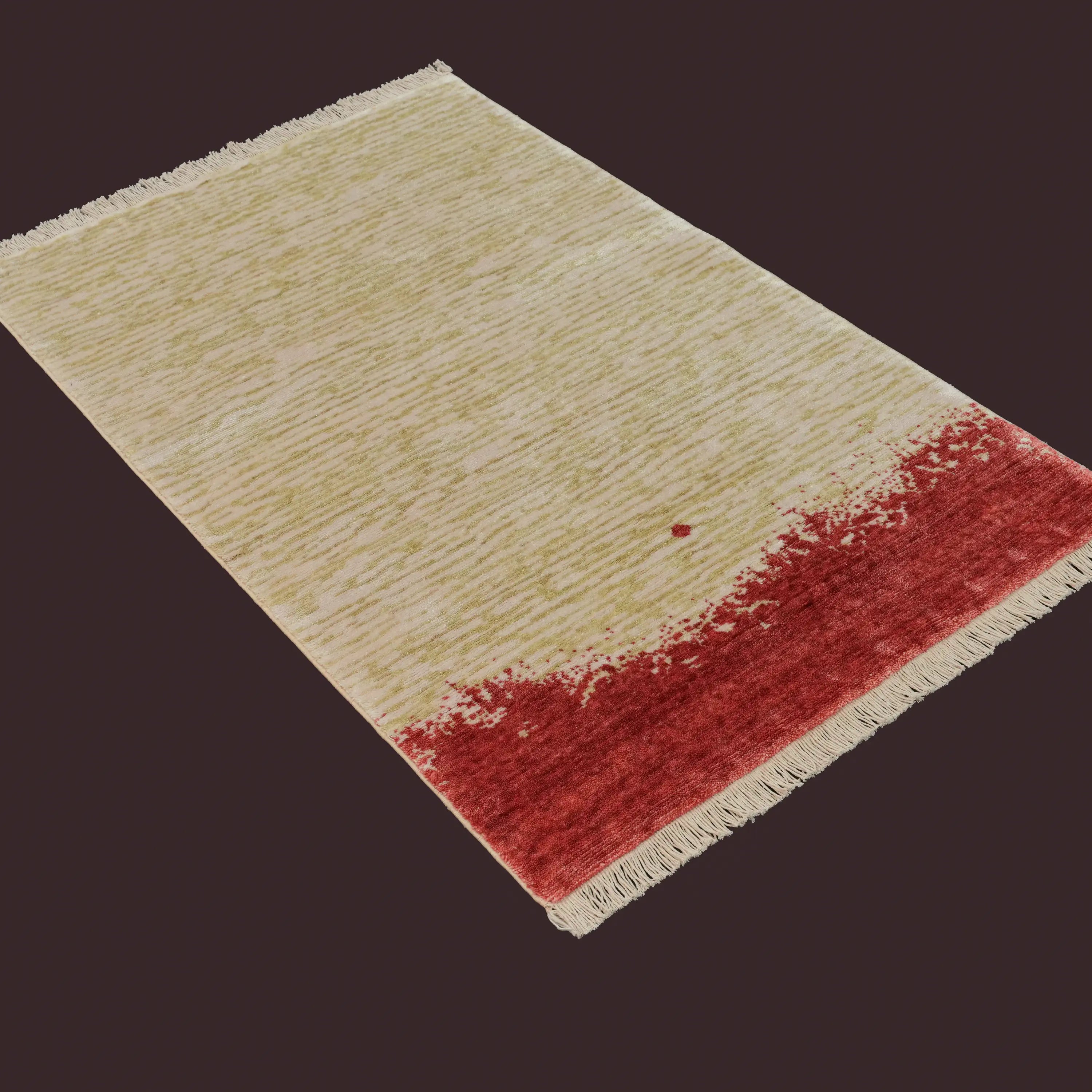 Abstract Patterned Tencel Green Loom Woven Prayer Rug Rug