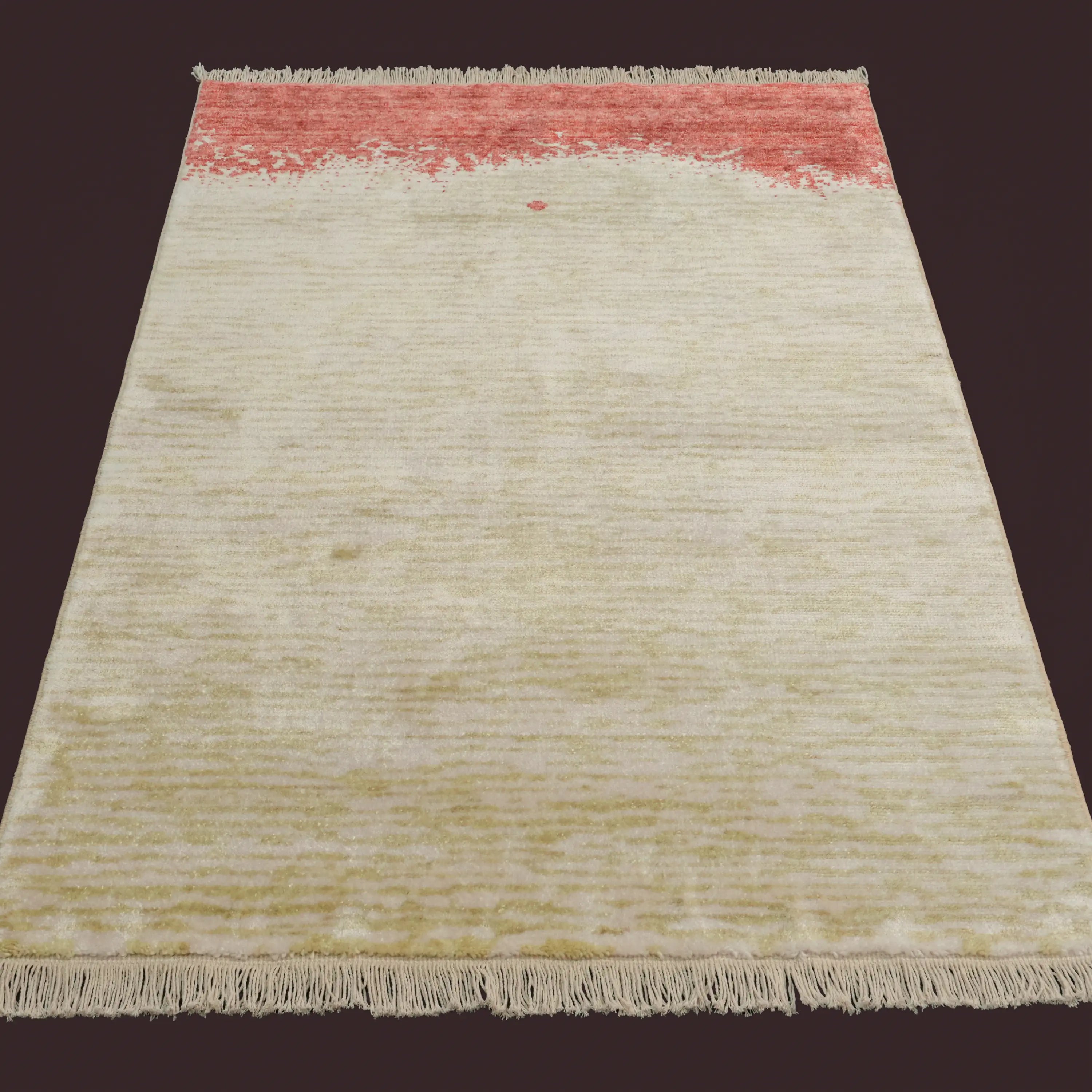 Soyut Desenli Tencel Yeşil Tezgah Dokuma Seccade Halı