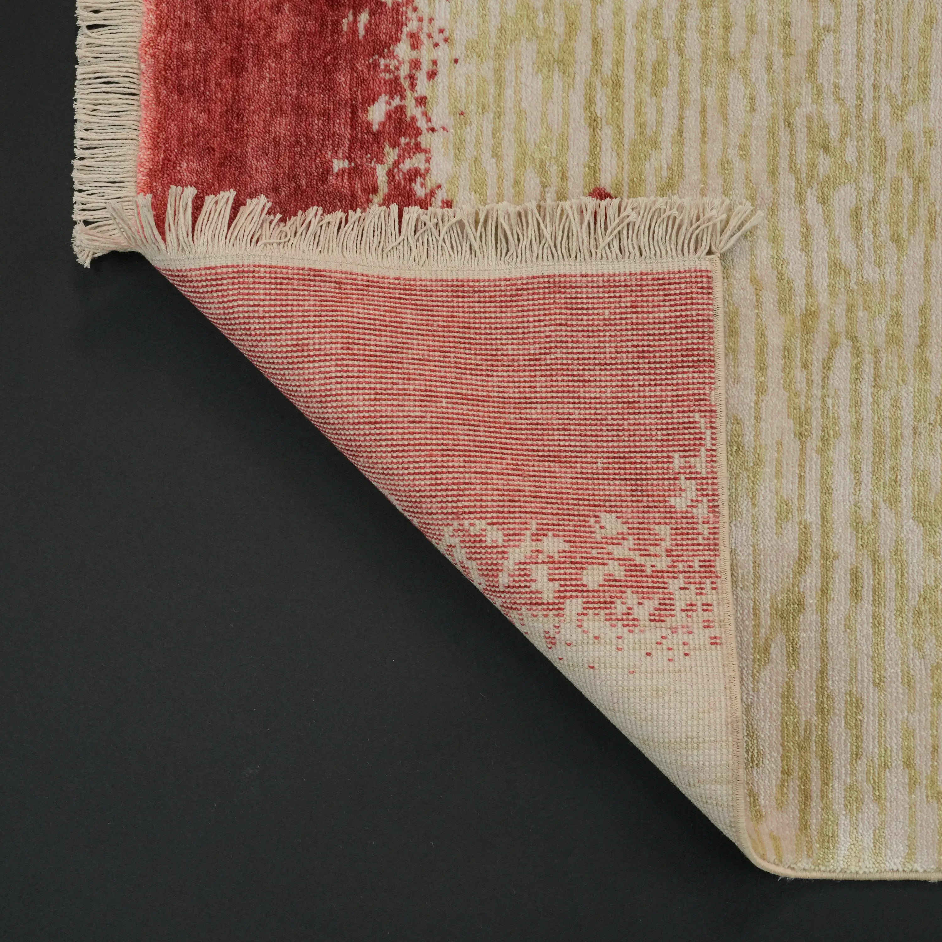 Abstract Patterned Tencel Green Loom Woven Prayer Rug Rug