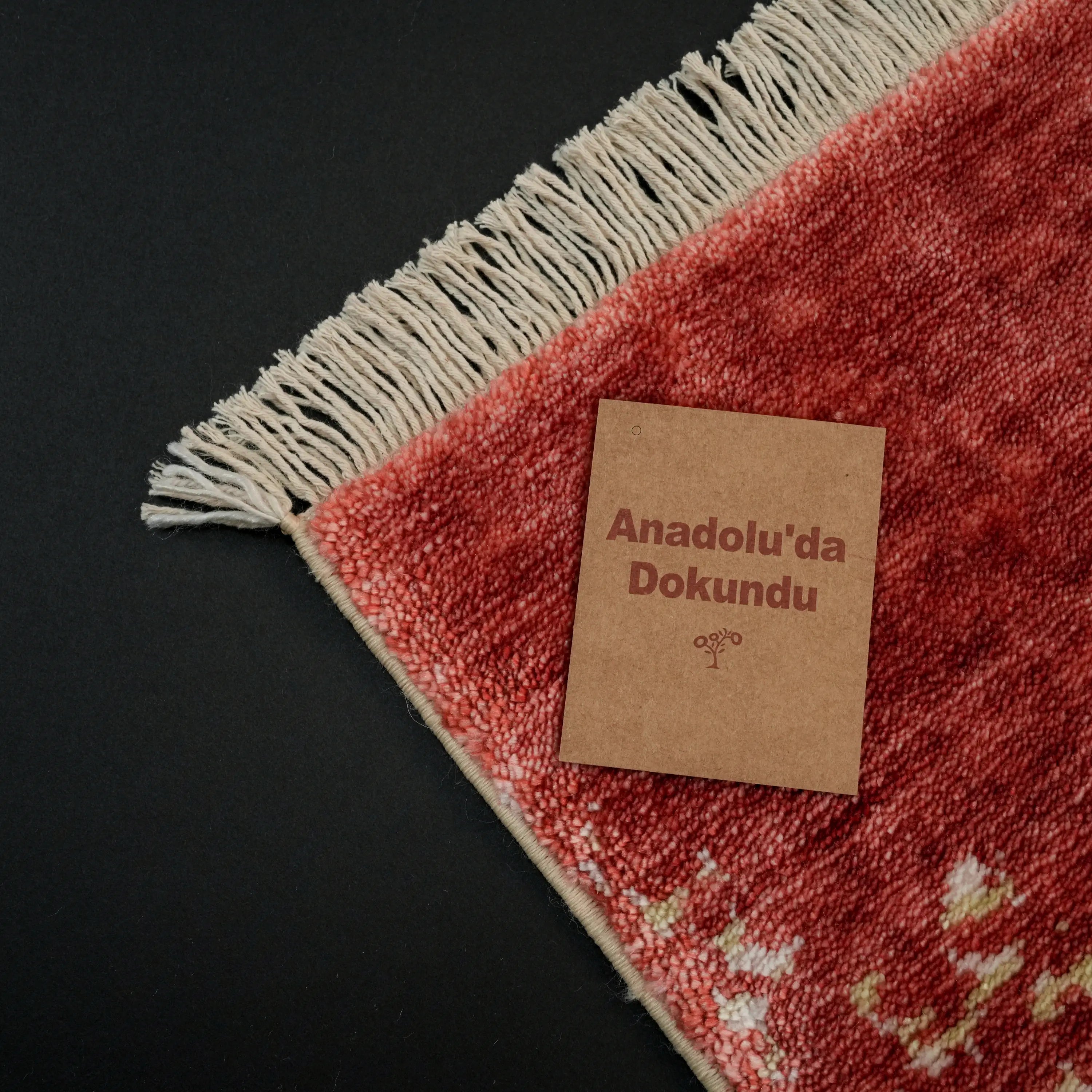 Abstract Patterned Tencel Green Loom Woven Prayer Rug Rug