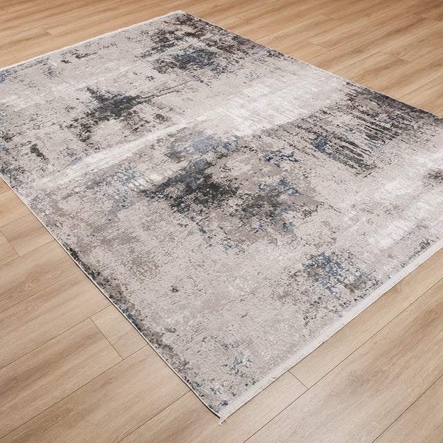 Gray Abstract Machine-Woven Viscose-Acrylic Rug, 200×290 cm Halıcızade