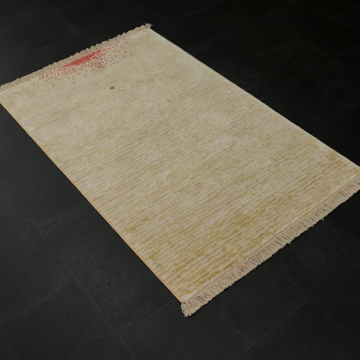 Soyut Desenli Yeşil Tencel Tezgah Dokuma Baş Başa Seccade, 80x130 cm — Halıcızade