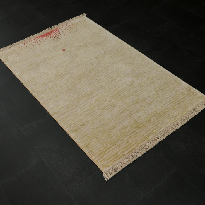 Soyut Desenli Yeşil Tencel Tezgah Dokuma Baş Başa Seccade, 80x130 cm — Halıcızade