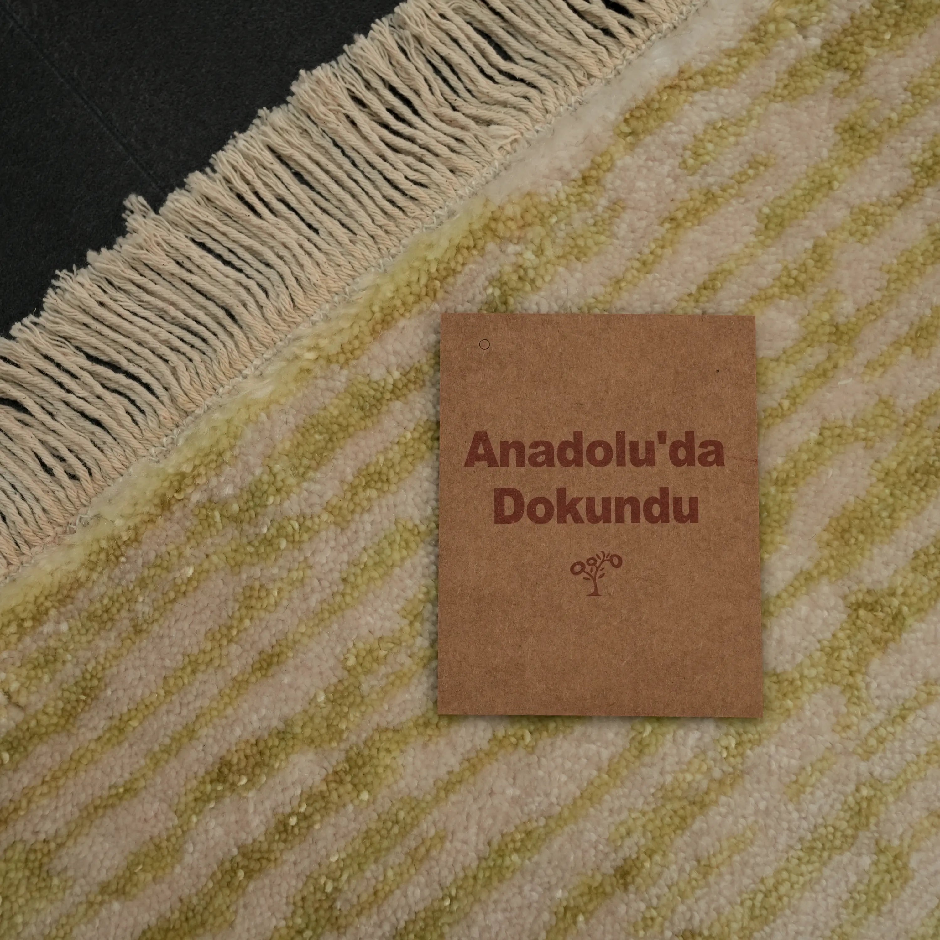 Abstract Patterned Green Tencel Loom Woven Prayer Rug Rug