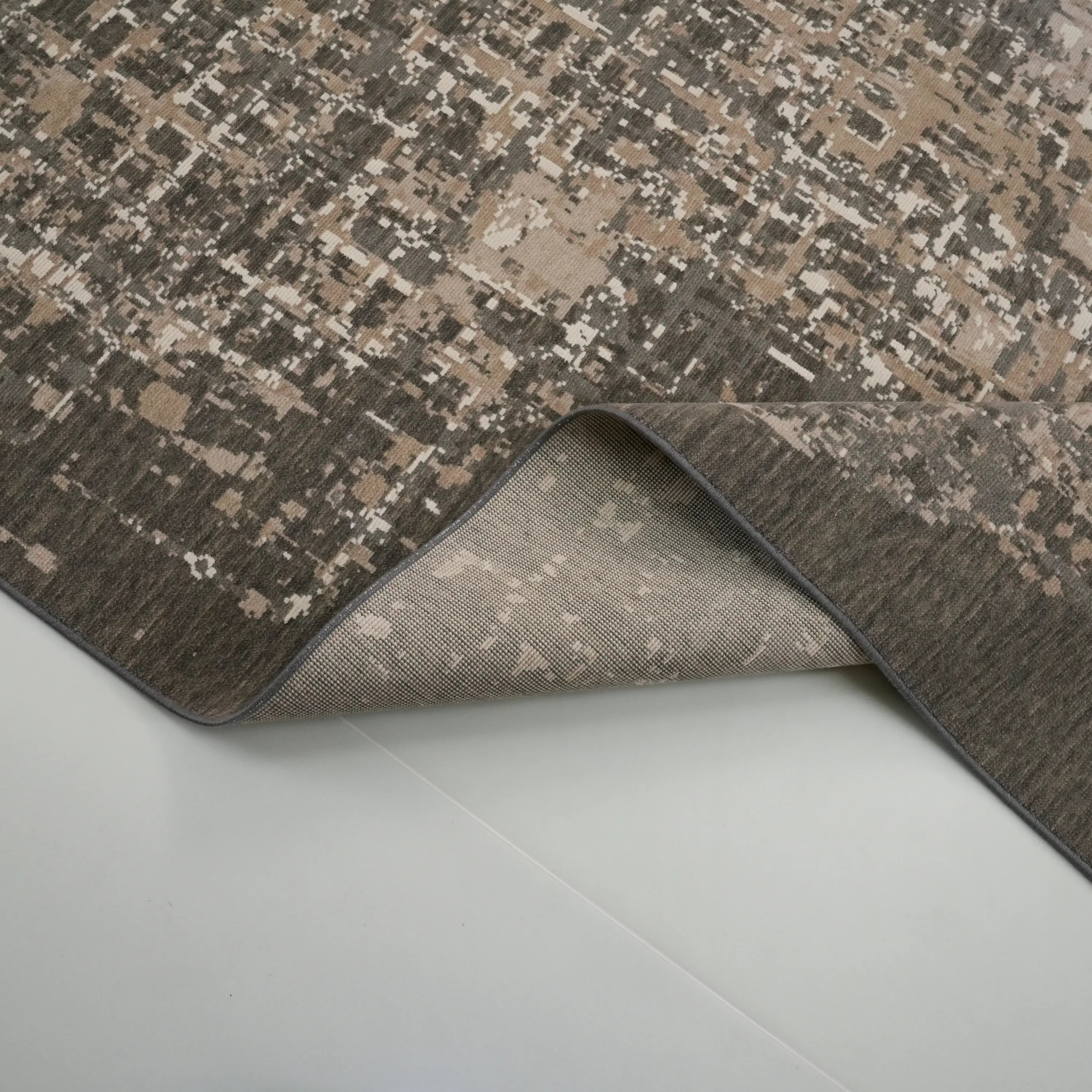 Tempus Series Abstract Patterned Wool Gray Loom Woven Rug