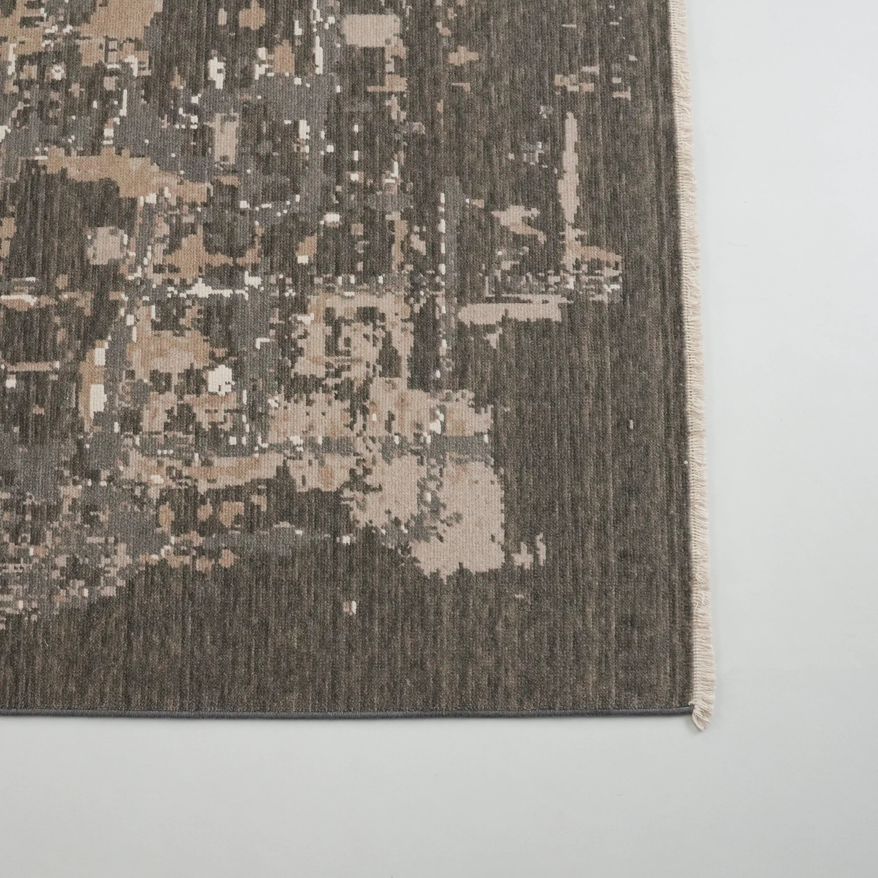 Tempus Series Abstract Patterned Wool Gray Loom Woven Rug