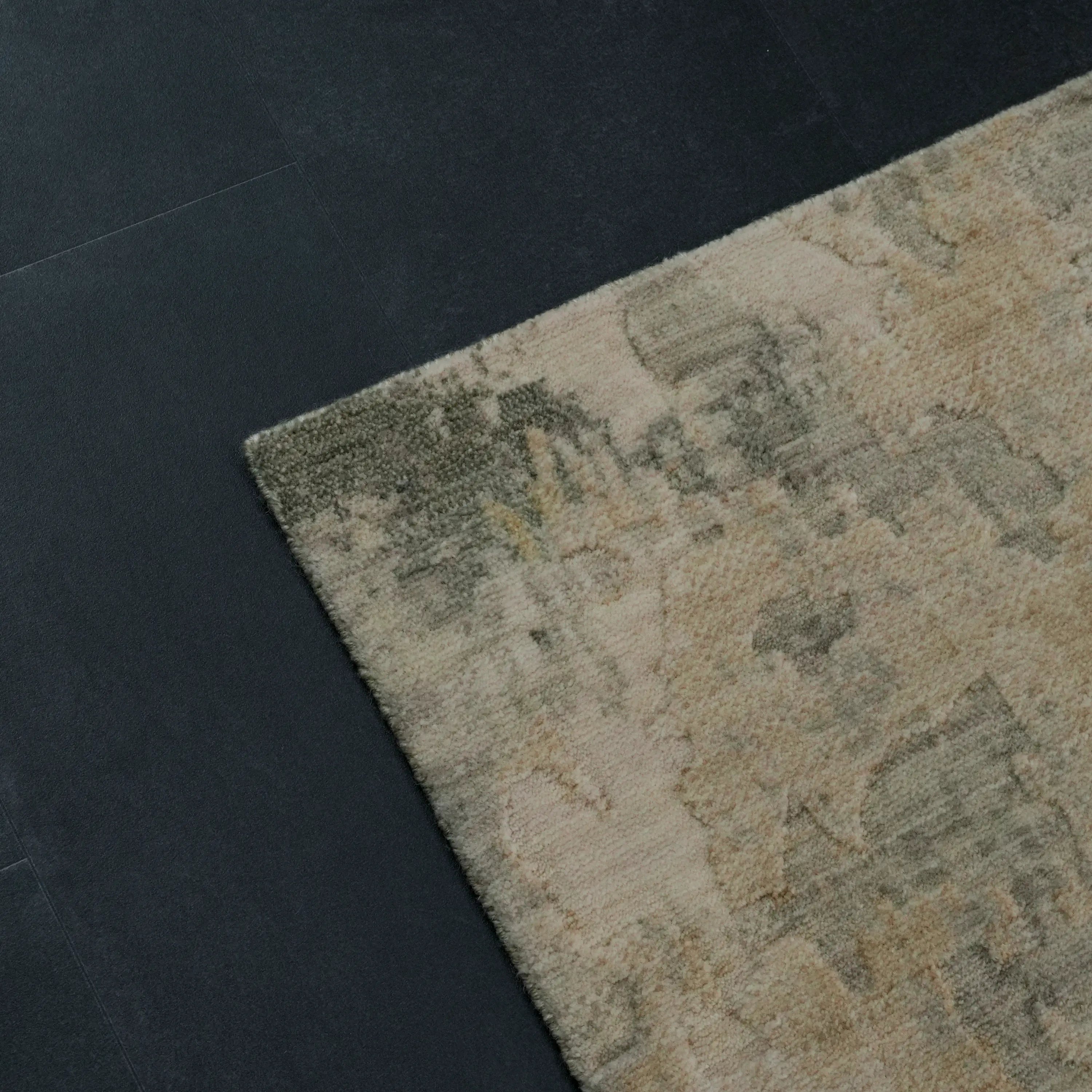 Soyut Desenli Yün Krem Modern Tezgah Dokuma Halı