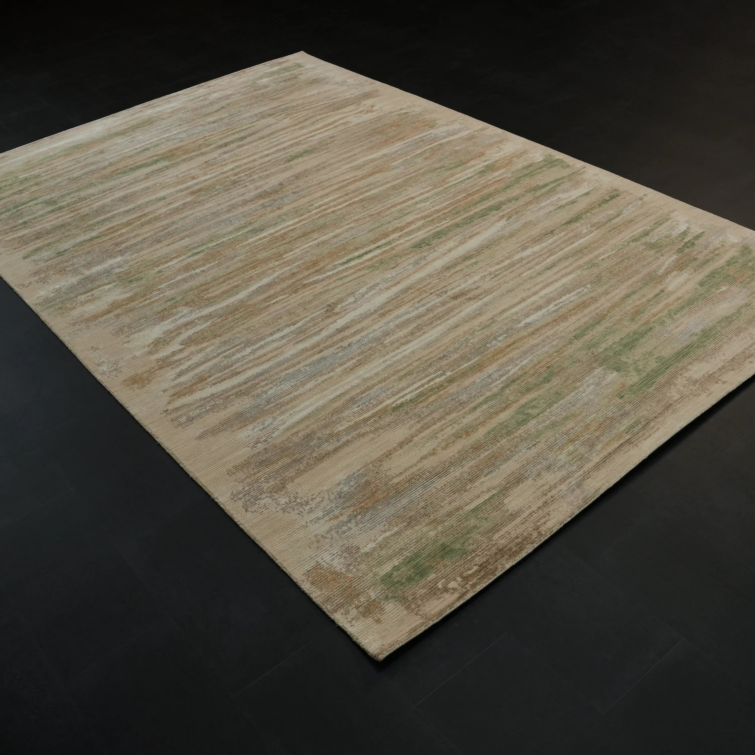 Soyut Desenli Yün Krem Tezgah Dokuma Halı