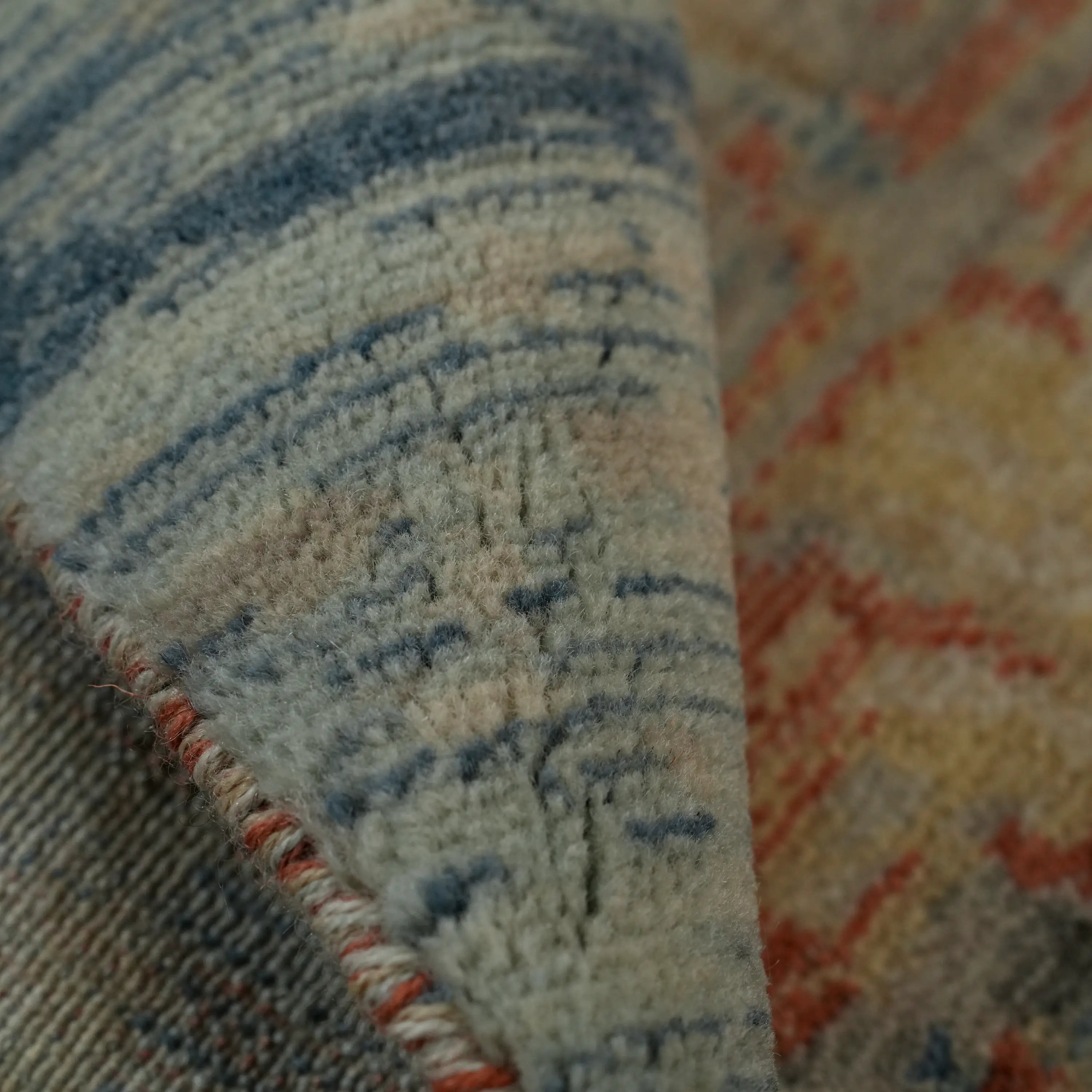 Soyut Desenli Yün Modern Krem Tezgah Dokuma Halı