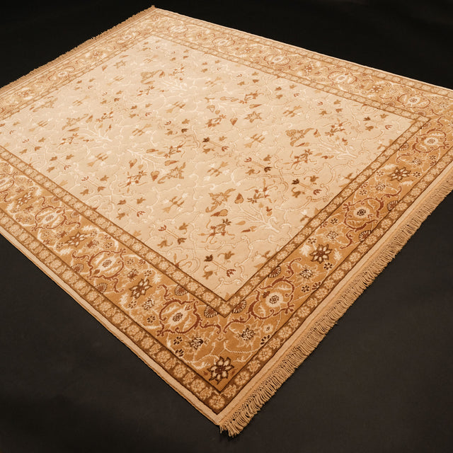 Sultan serisi çiçek desenli el dokuma halı, krem, 172x222 cm — Halıcızade