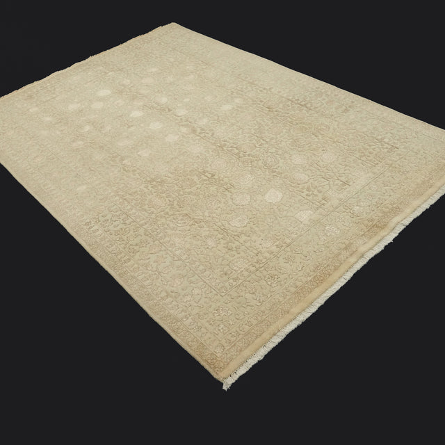 Sultanahmet Serisi El Dokuma Krem Çiçek Desenli Halı, 170x240 cm — Halıcızade