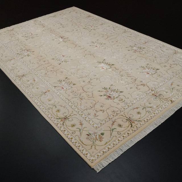 Sultanahmet Serisi El Dokuma Krem Çiçek Desenli Halı, 205x310 cm — Halıcızade