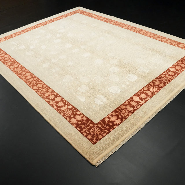 Cream Oushak-Pattern Hand-Knotted Wool Rug, Sultanahmet Series, 237×308 cm Halıcızade