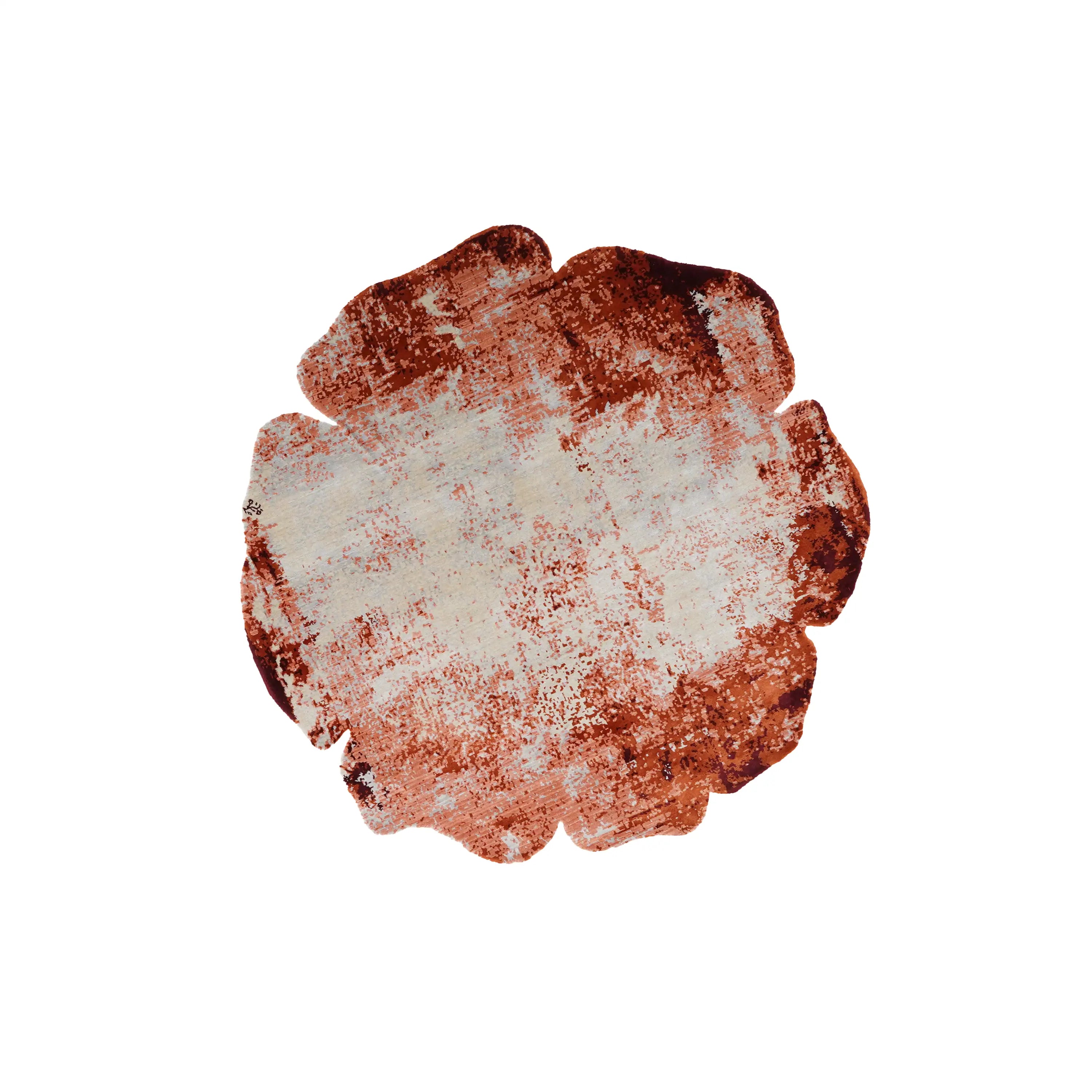 Tempus Serisi Asimetrik Çiçek Kesim Terra Renkli Tezgah Dokuma Halı