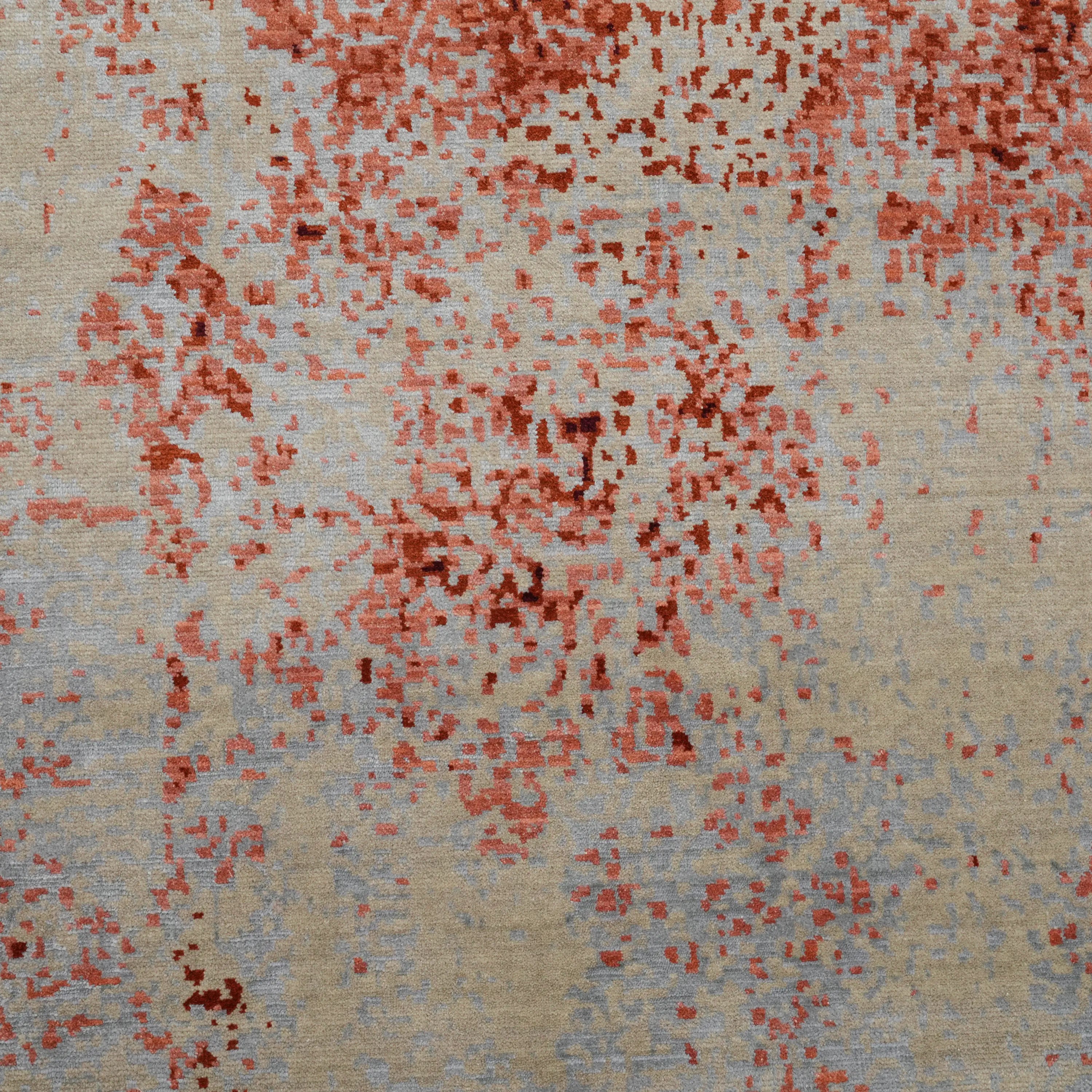 Tempus Serisi Asimetrik Çiçek Kesim Terra Renkli Tezgah Dokuma Halı