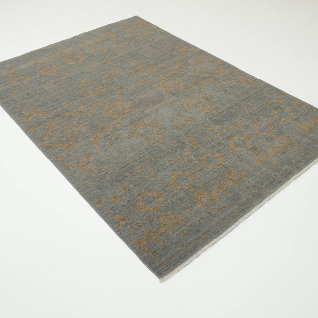Tempus Serisi Vintage Desenli Gri Yün Tezgah Dokuma Halı, 130x190 – 200x300 cm — Halıcızade
