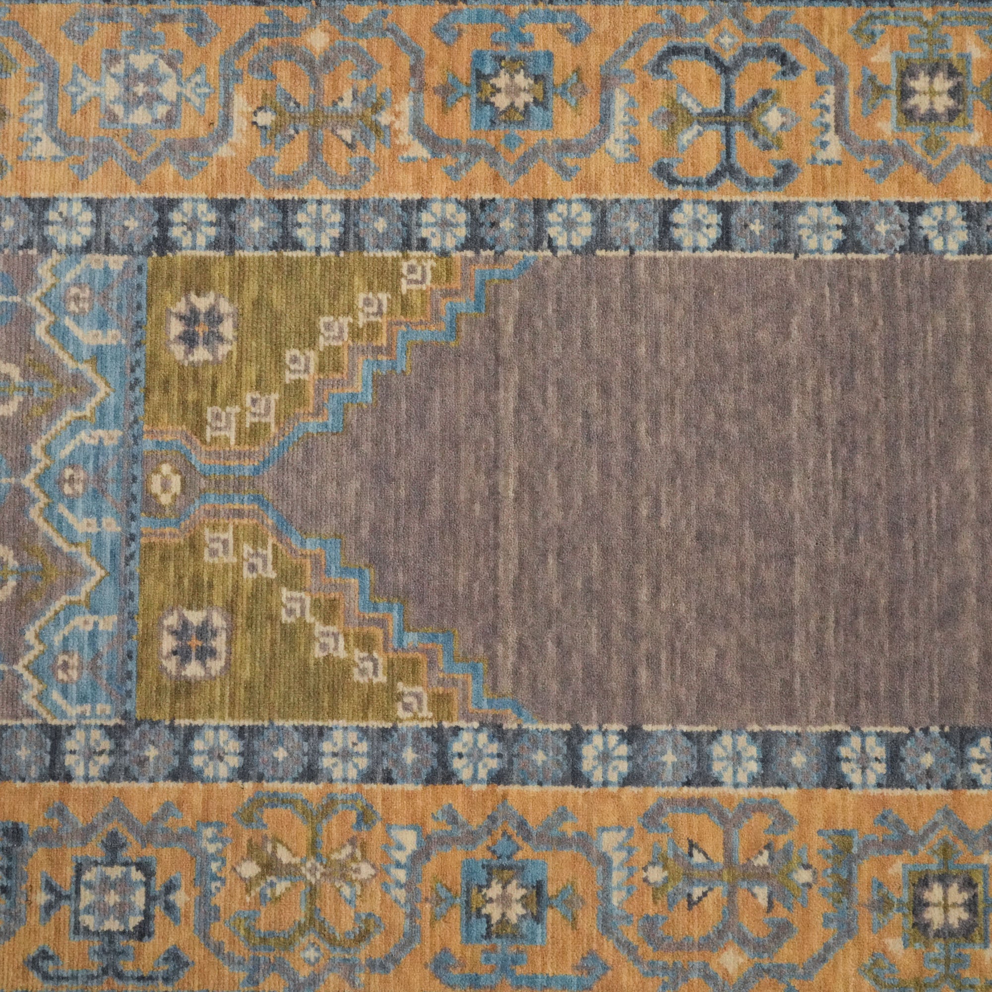 Tezgah Dokuma Gri Yün Seccade Rug